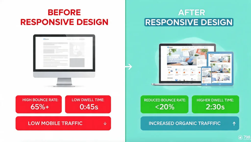  before and after responsive design  graph